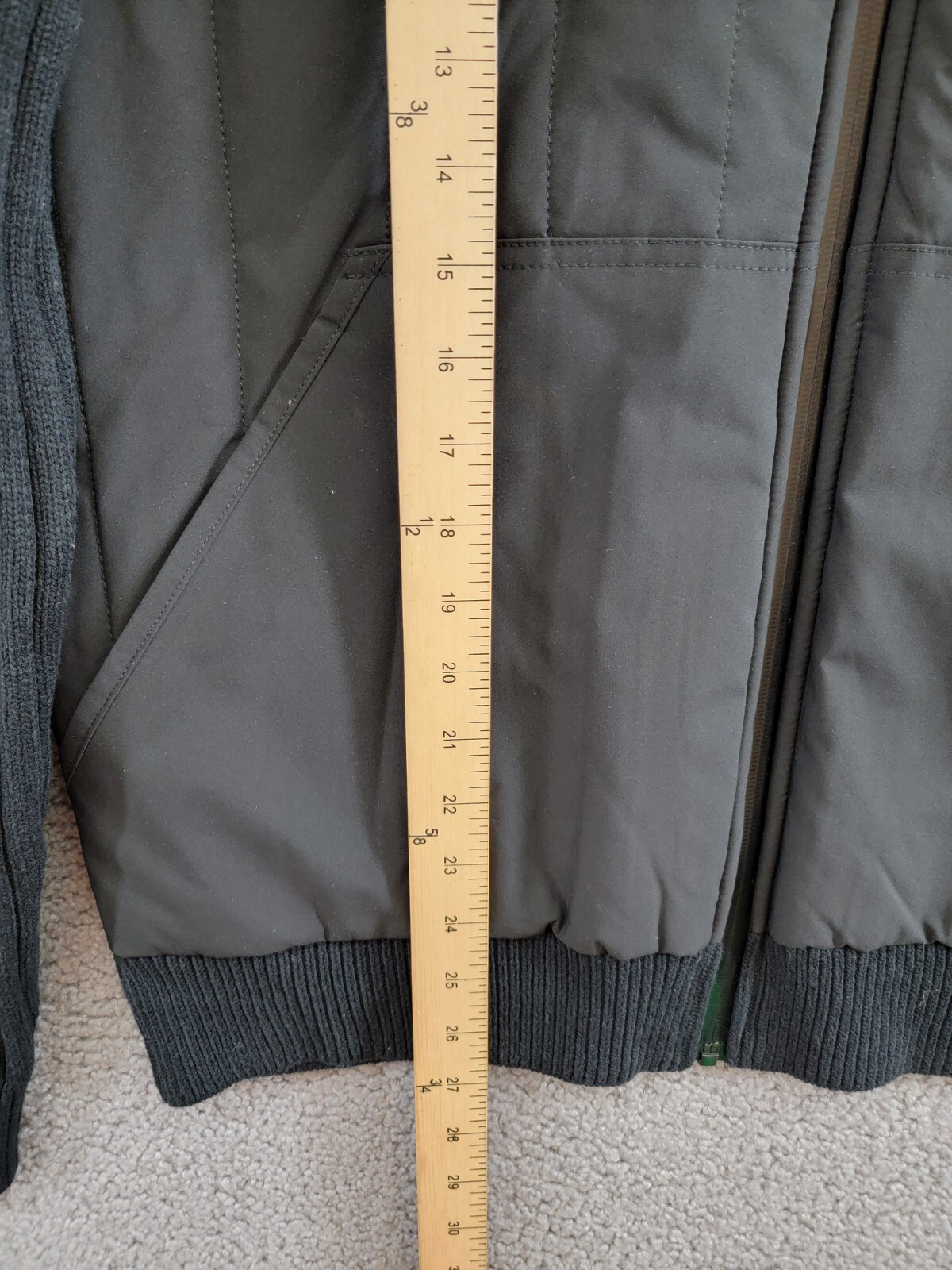 BASS OUTDOOR Mixed Media Zip-Front Hooded Sweater Jacket Men’s M Black Pockets