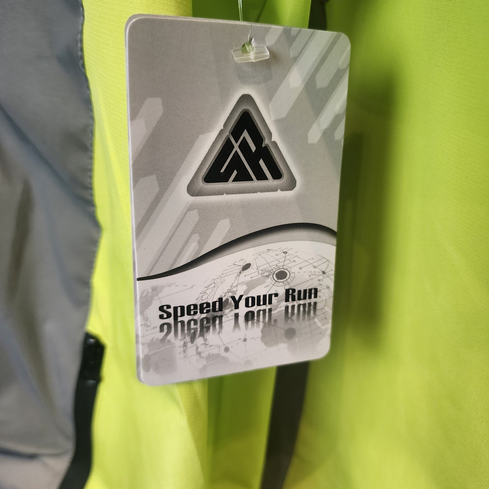 Windbreaker Mens 2XL Yellow Reflective Zip Up Cycling Running Gorpcore NWT