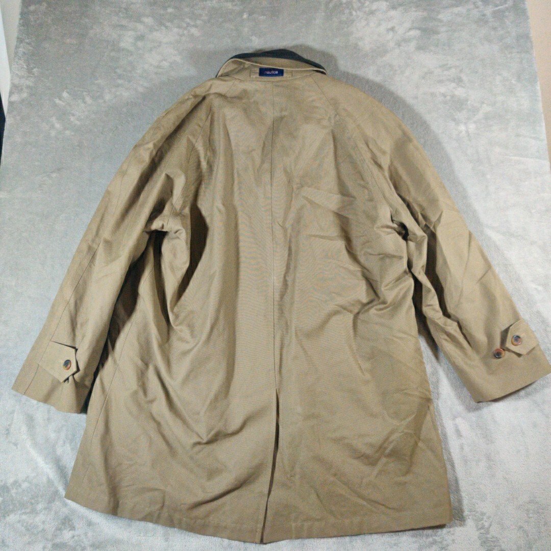 Nautica Trench Coat Mens 42R Tan With Gray Wool Collar Gormcore