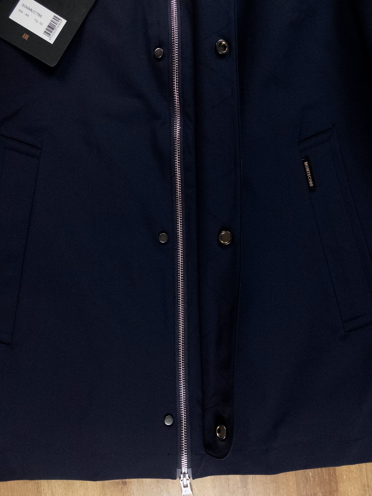 (NO CUSTOMS TAX) MONTECORE Italy dark blue nylon coat jacket Size 52 IT / XL