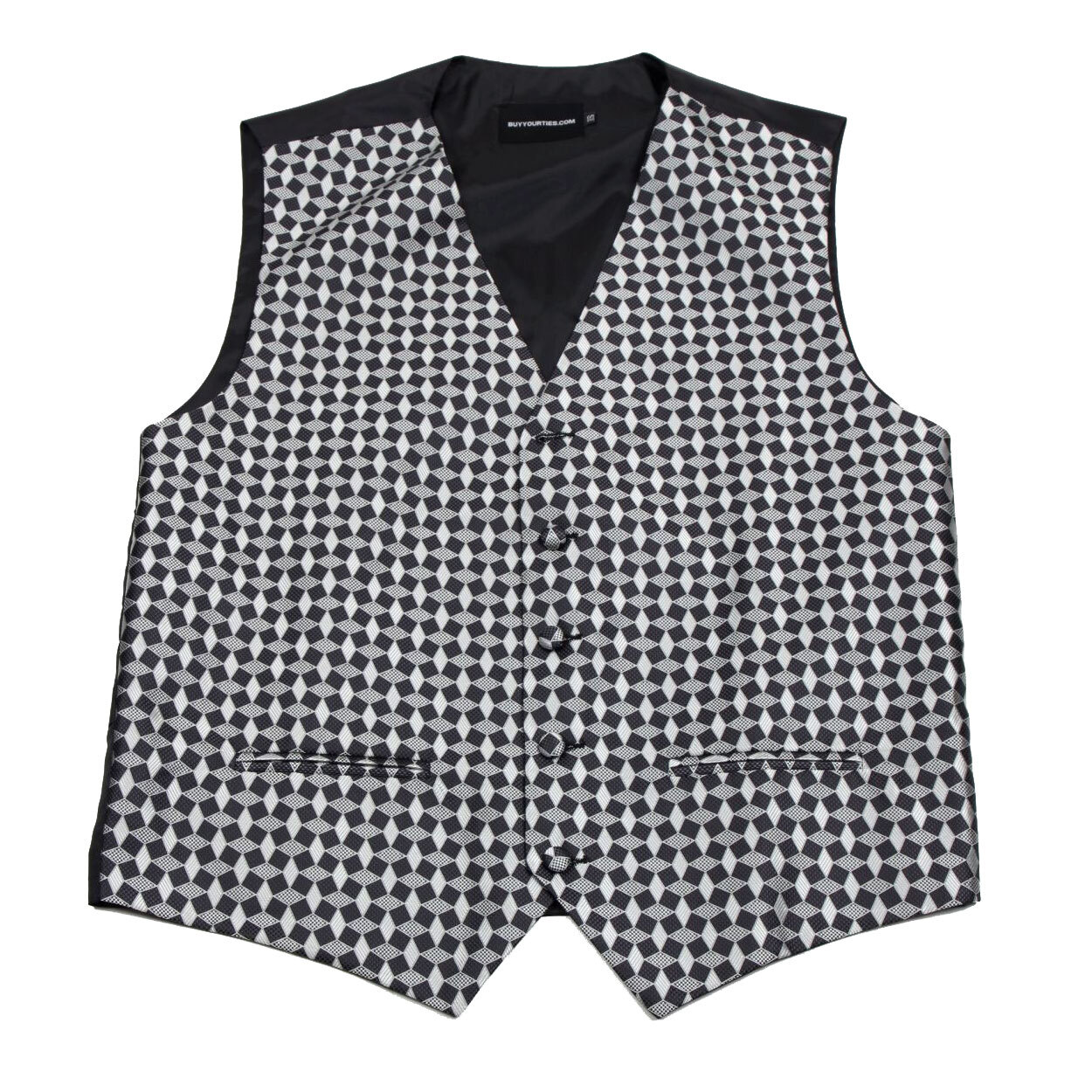 Men’s Silver Pattern Tuxedo Vest Formals Weddings Proms Fashion Waistcoat