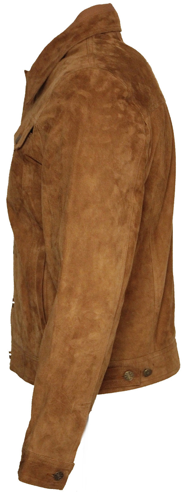 Men’s Trucker Casual Tan Goat Suede Leather Shirt Jeans Jacket