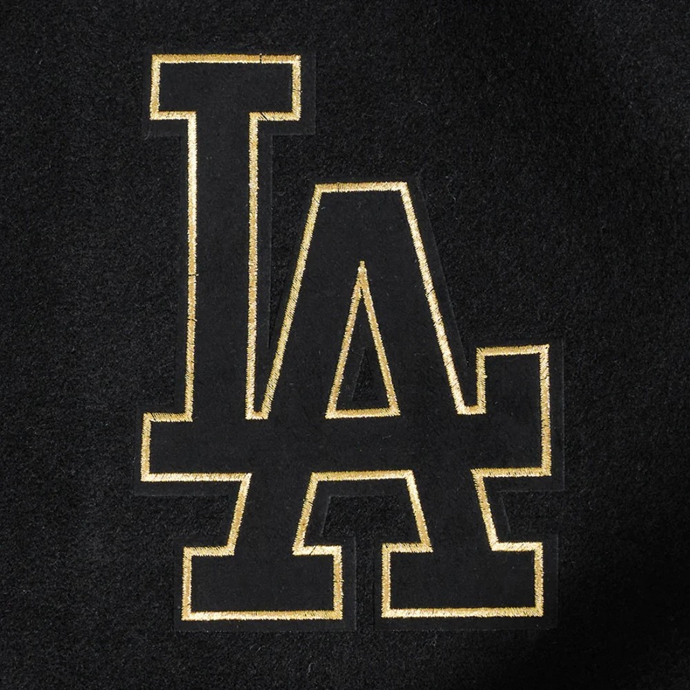 Men’s Black Wool Leather Retro Classic LA Dodgers Letterman Varsity Jacket