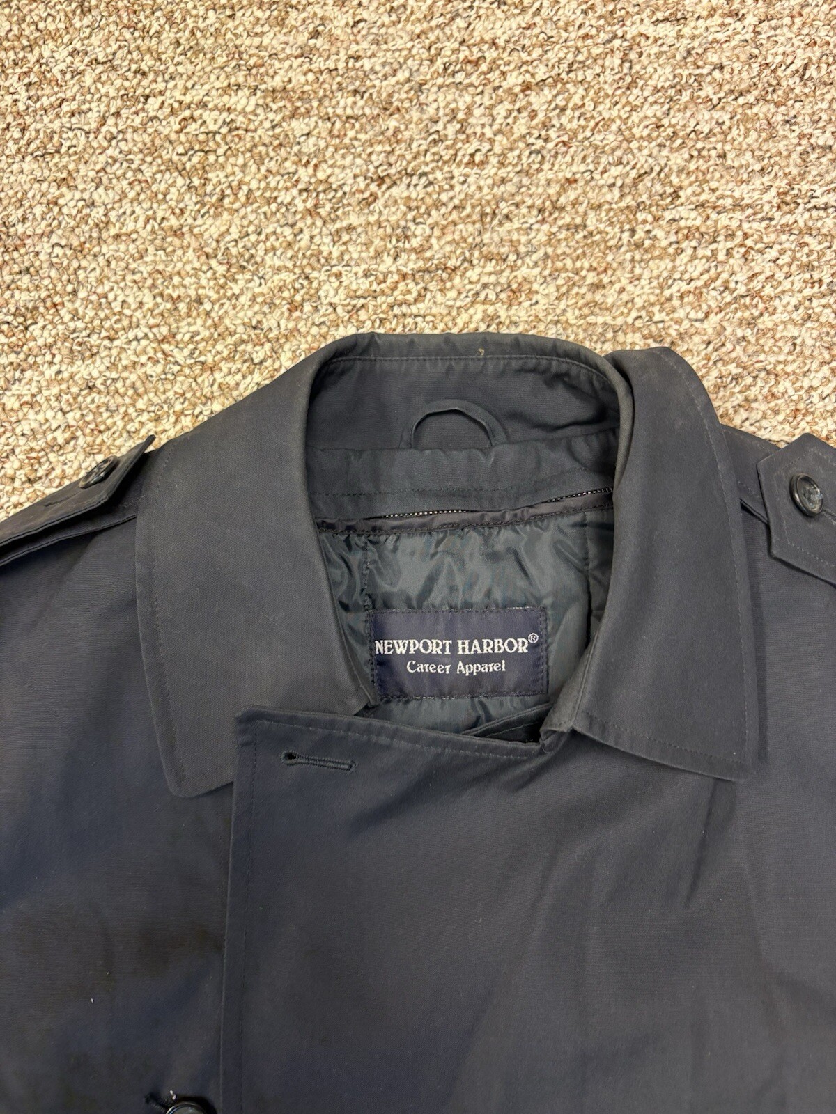 Newport Harbor Career Apparel Dark Navy Blue Trench Coat-Zipout Insulated Lining