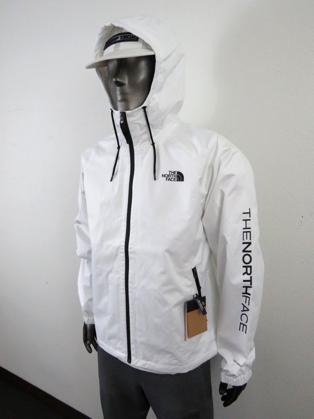 Mens The North Face Novelty Antora Dryvent Waterproof Hoodie Rain Jacket – White
