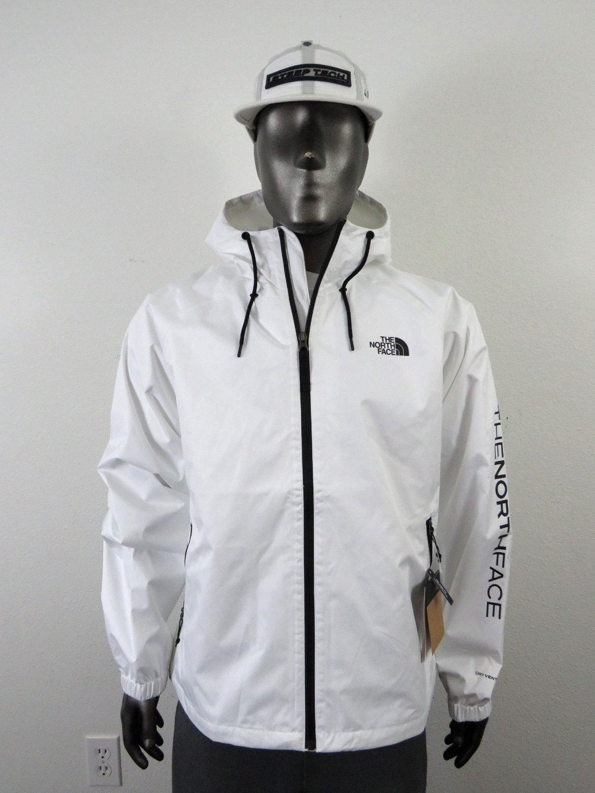 Mens The North Face Novelty Antora Dryvent Waterproof Hoodie Rain Jacket – White