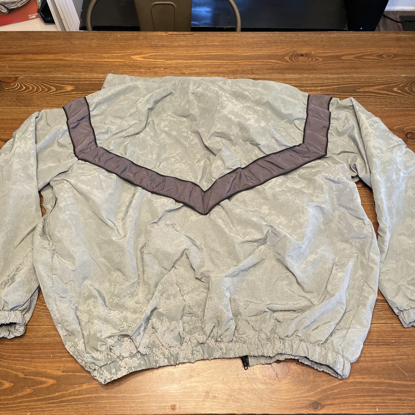 Army Jacket Mens Large Long Full Zipper Digi Gray PT United States