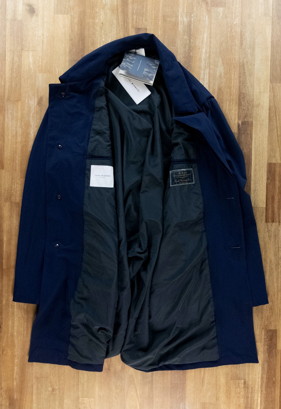 (NO CUSTOMS TAX) LUIGI BIANCHI navy blue water resistant trench coat Size 3XL