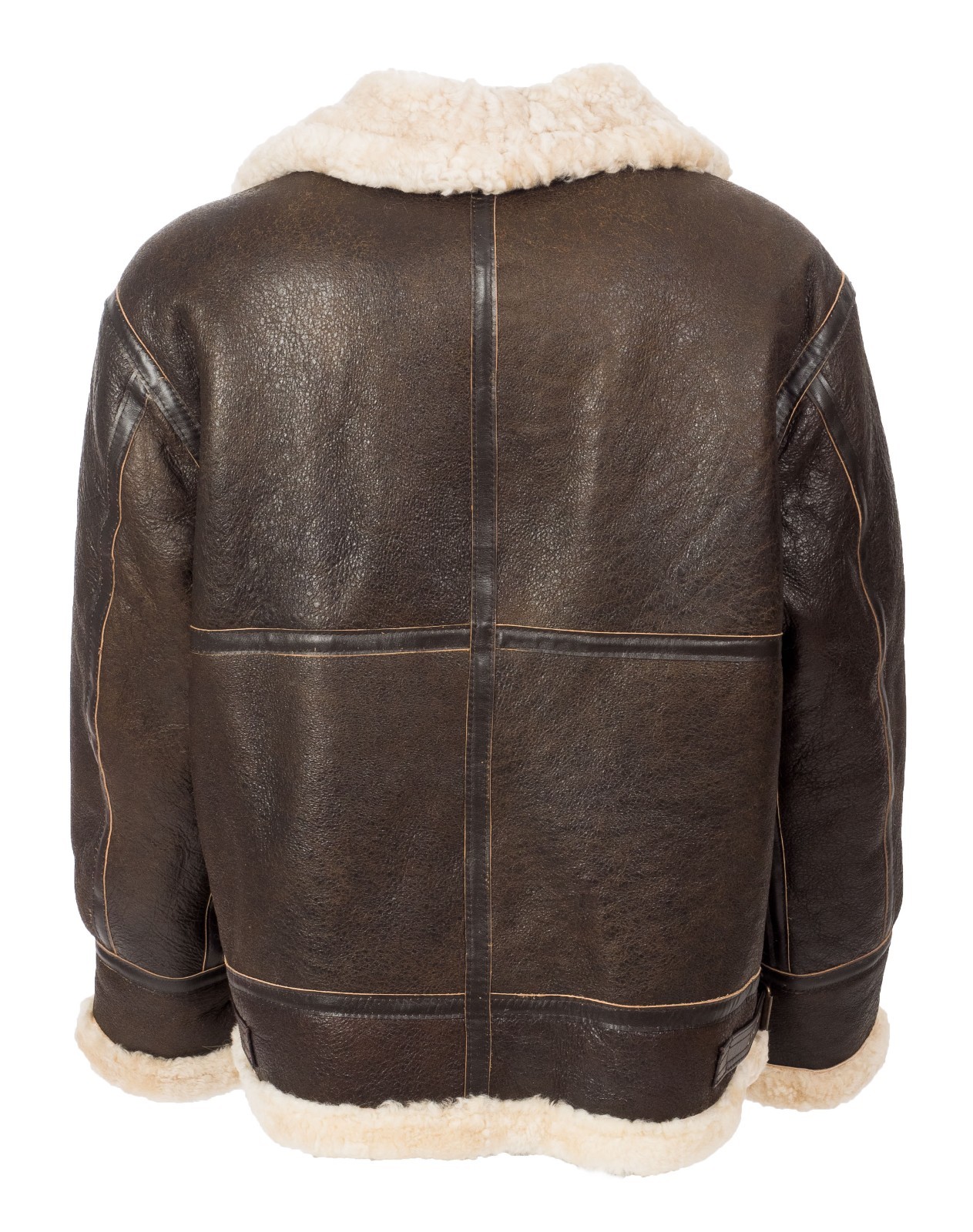 B3 Aviator Real Shearling Brown Sheepskin Leather Flight Bomber Jacket