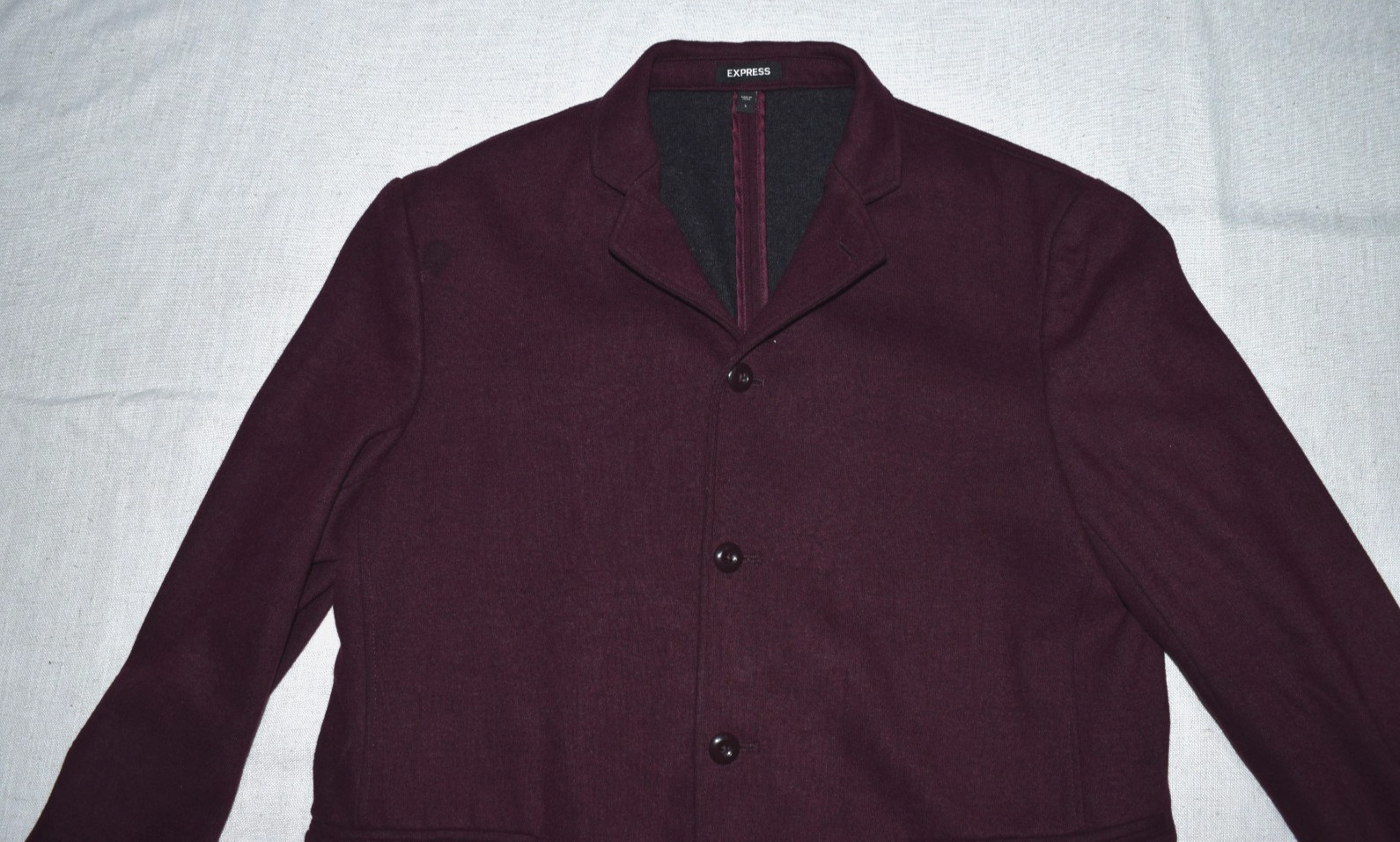 Express Men’s SLIM Jacket Size L Purple Wool Blend 4-Button