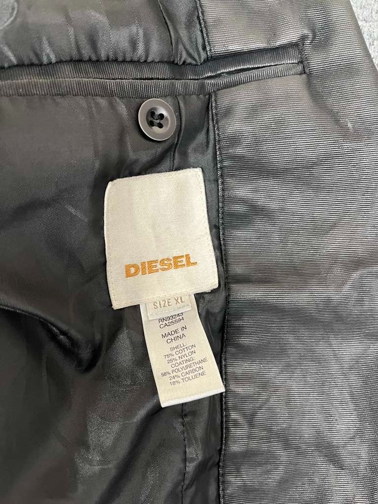 Diesel Jacket Mens XL X-Large Black Cotton Nylon Notch Pockets Blazer Utility