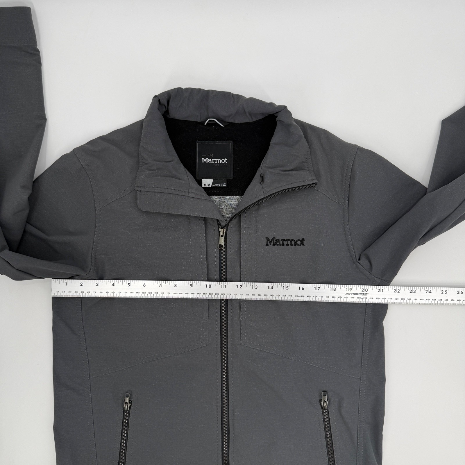 Marmot Grey Softshell Fleece Lined Zip Jacket Coat Outdoor Gorpcore Men M