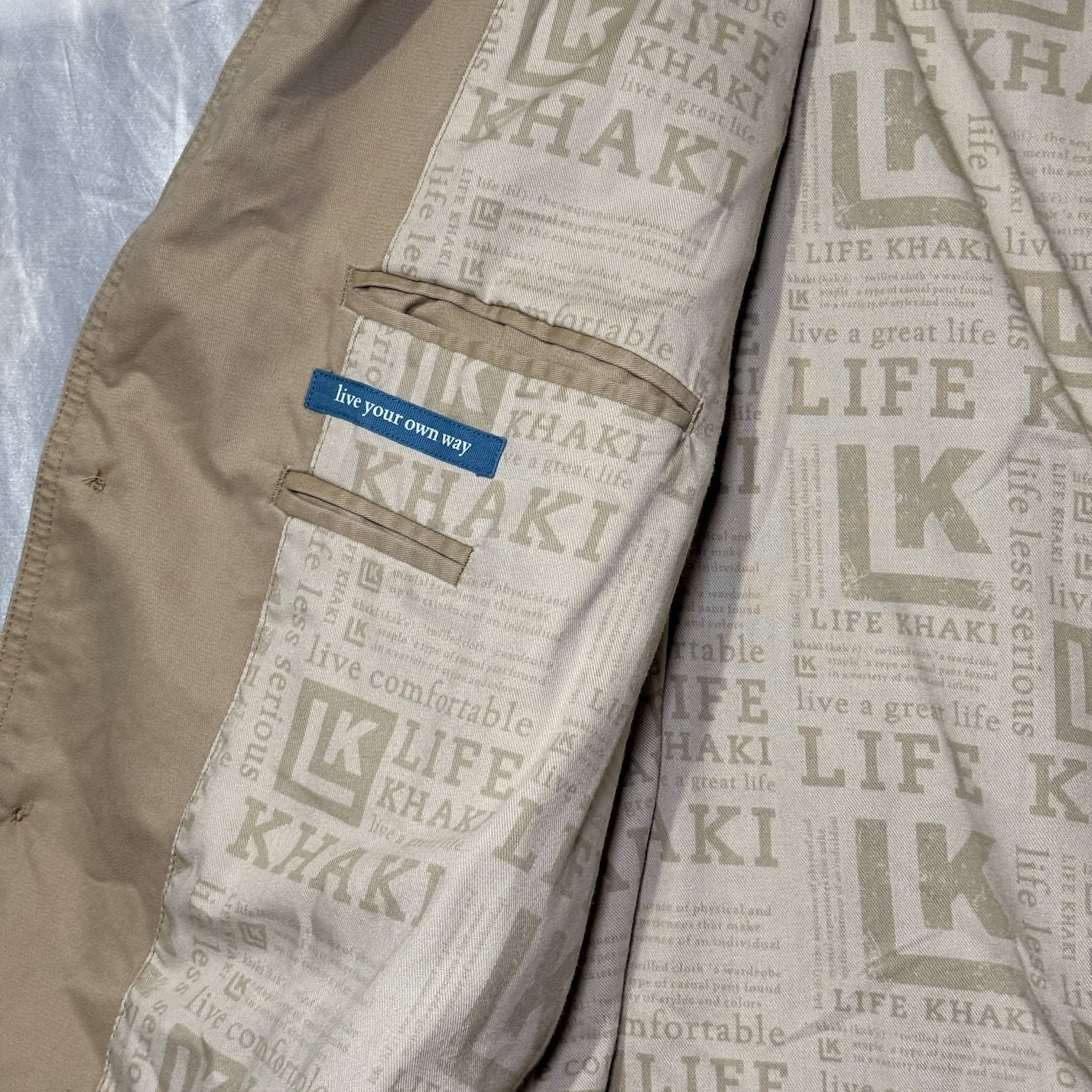 Haggar LK Life Khaki Mens Sz XL Safari Utility Jacket Blazer Two Button Closure