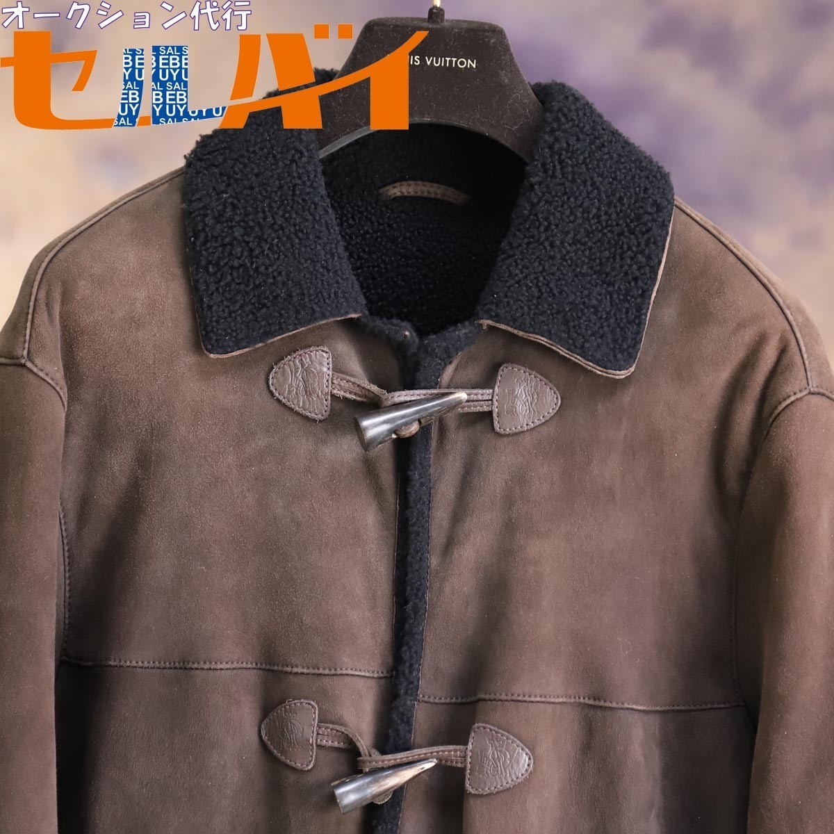 Alfred Dunhill Embossed Lambskin «DA» Leather Toggle Shearling Duffle Coat