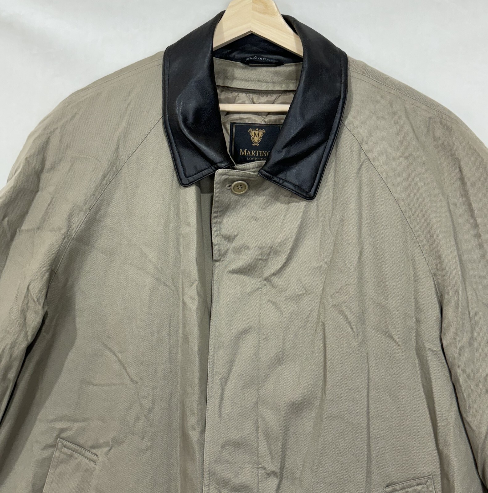 Martino Uomo Moda Overcoat Jacket Mens Size 44L Zip Out Lining Brown Raincoat