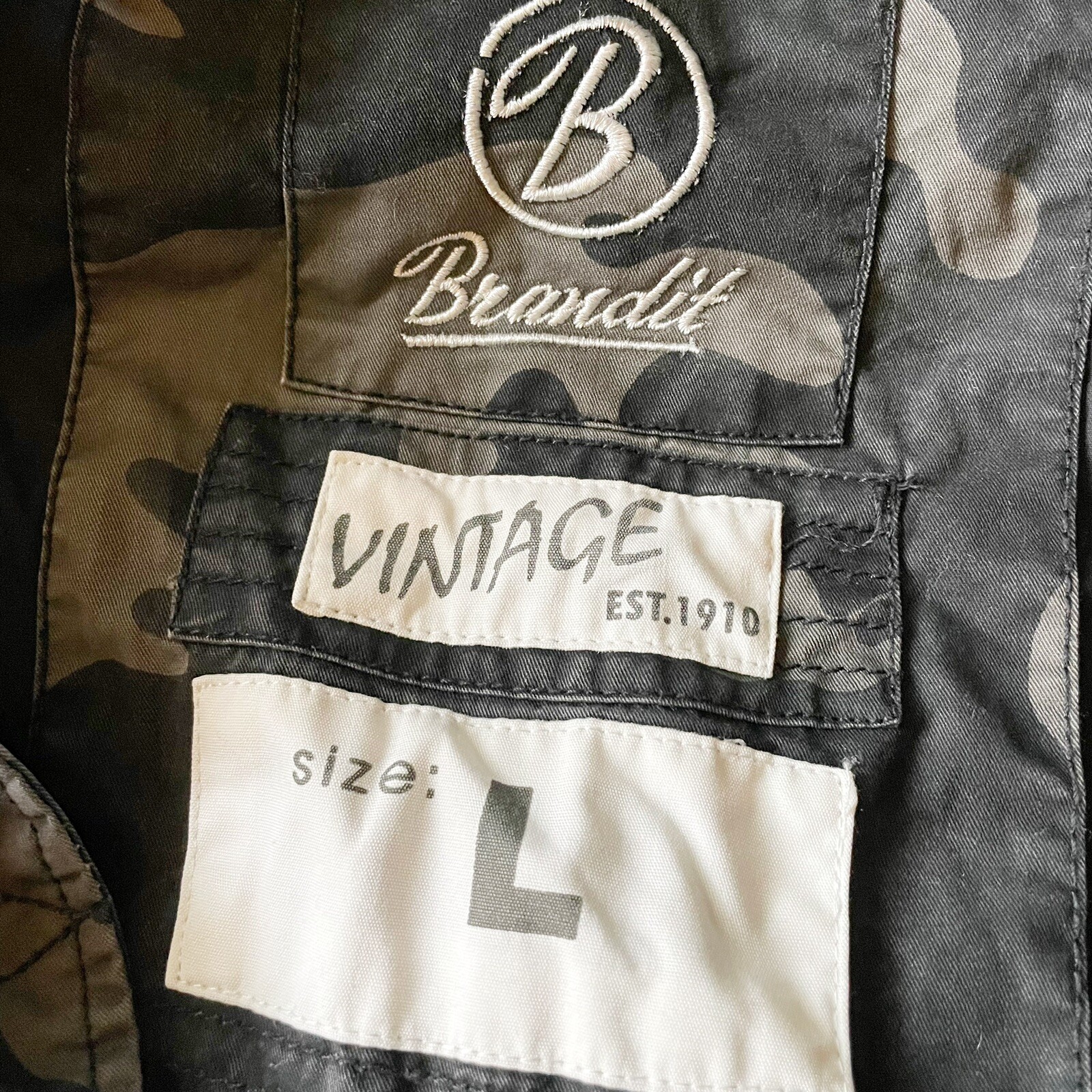 brandit britannia mens camouflage canvas field jacket size L gray green