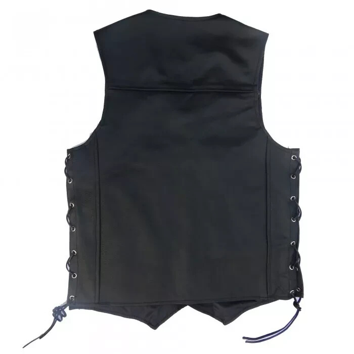 ARD CHAMPS™ Men’s Black Genuine Leather 10 Pockets Motorcycle Biker Vest