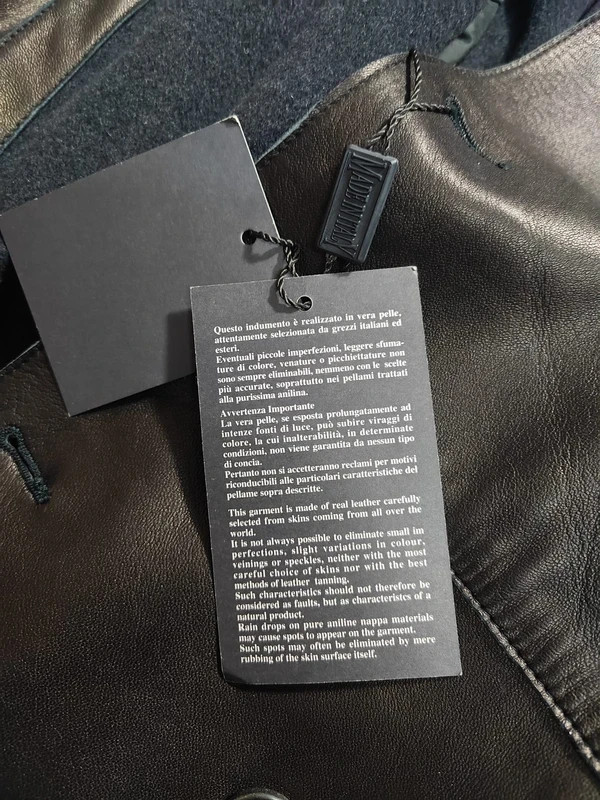 Opifix – Double-Breasted Black Leather Coat – Made in Italy – Size 48