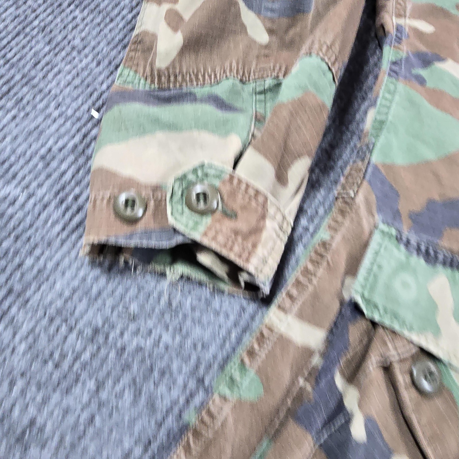 Vintage Military Jacket Mens Medium Woodland Camo Field Pockets Ripstop