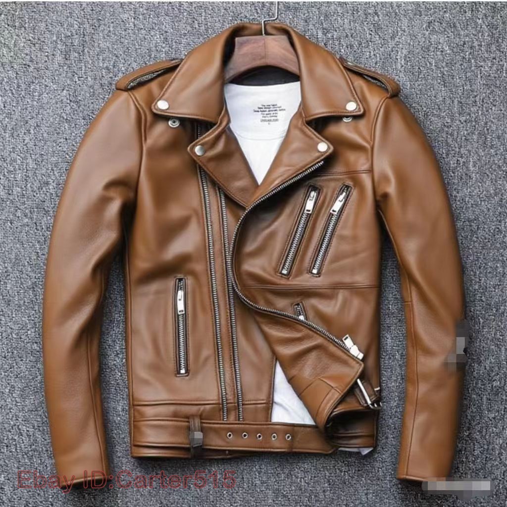 Men’s British Style Zipper Faux Leather Jacket Lapel Collar Buckle Coat Fashion