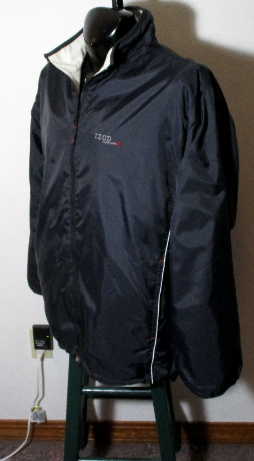 IZOD Performance Black Full Zip Reversible Jacket Size XL