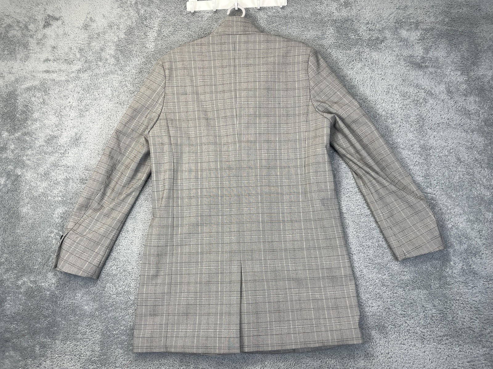 H&M Topcoat Mens 42R Gray Glen Plaid Overcoat 3 Button Lined Pockets Notch Lapel