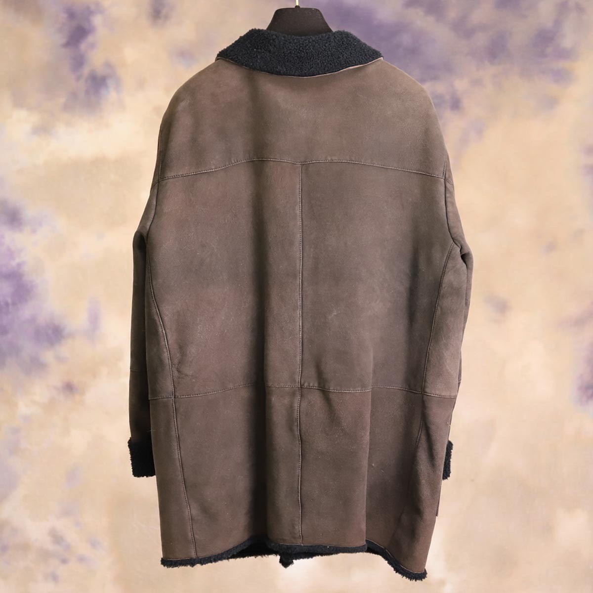 Alfred Dunhill Embossed Lambskin «DA» Leather Toggle Shearling Duffle Coat