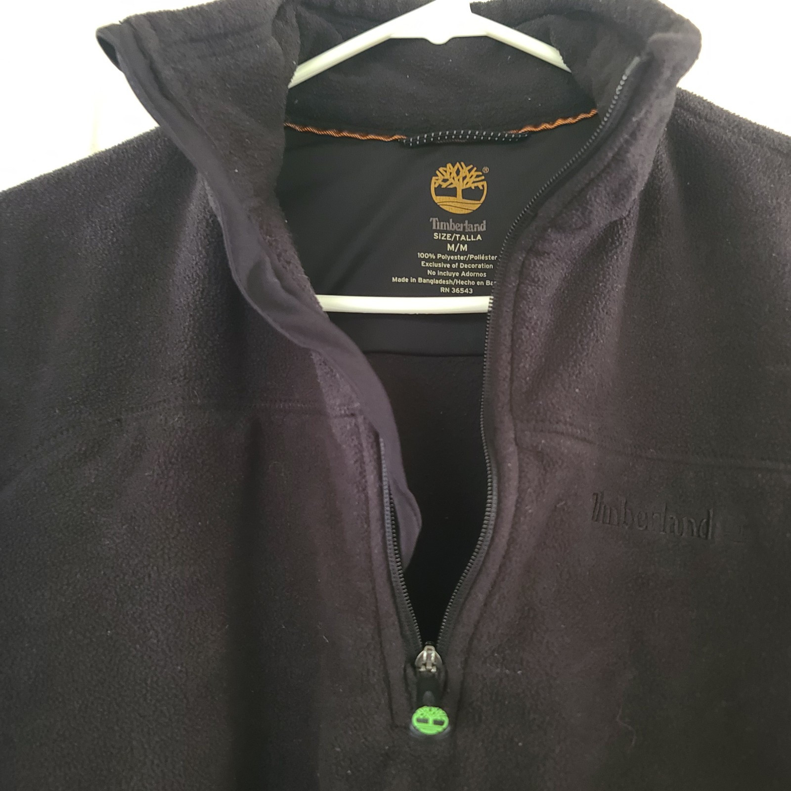 Timberland, Men Pullover Jacket Sz Medium Black Fleece 1/4 Zip Cangaroo Pocket