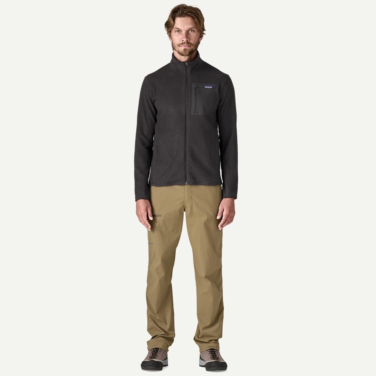 Patagonia R1 Air Fleece Jacket Mens Full Zip Lightweight Coal Orange 40275