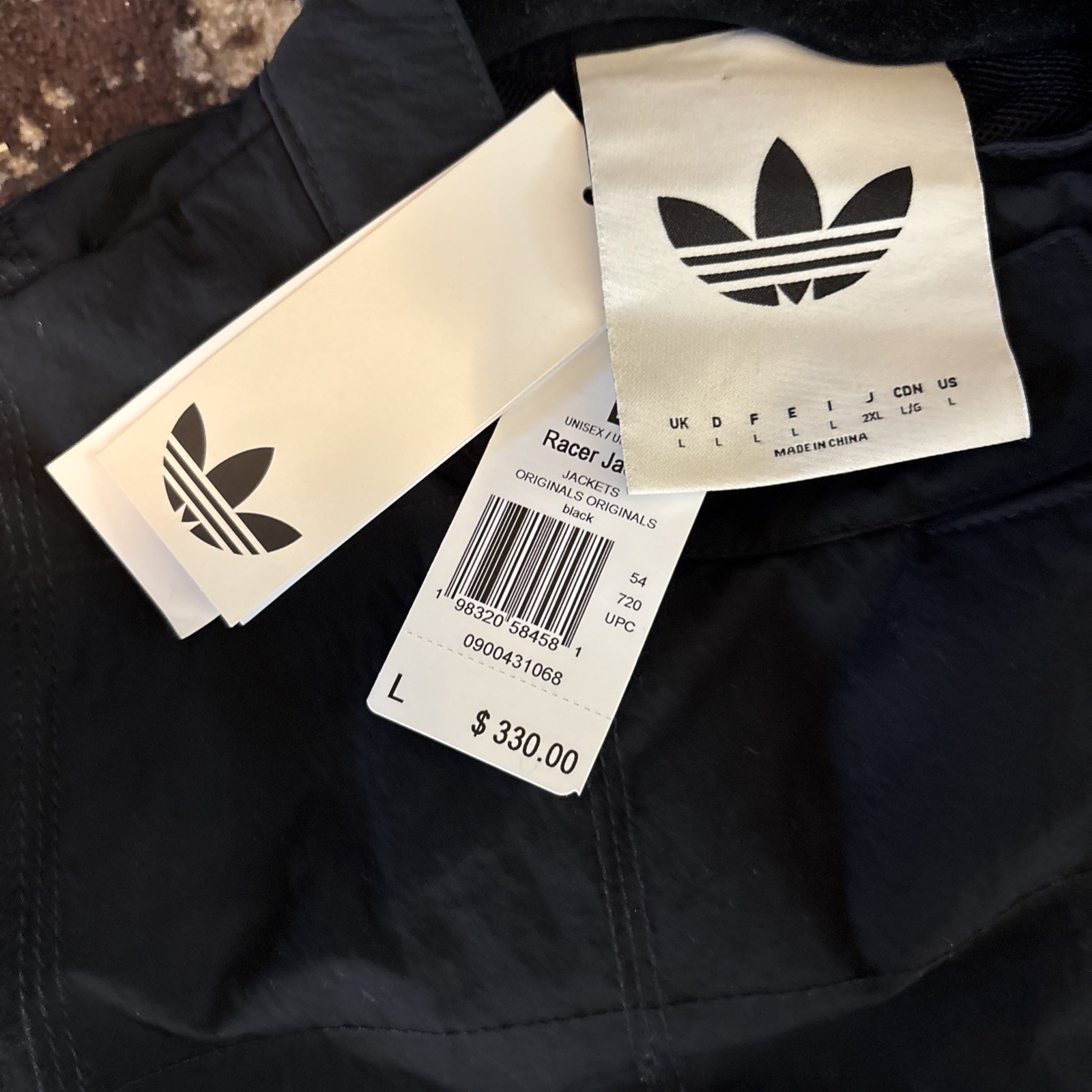 NWT adidas Originals Racer Jacket Black Full Zip Unisex SIZE Large $330 Retail