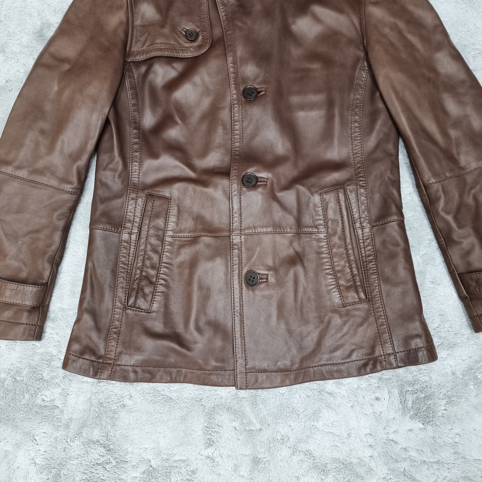 Ted Baker Lined Leather Jacket Matt / Nubuck Finish Men’s Coat TB 5 UK 16