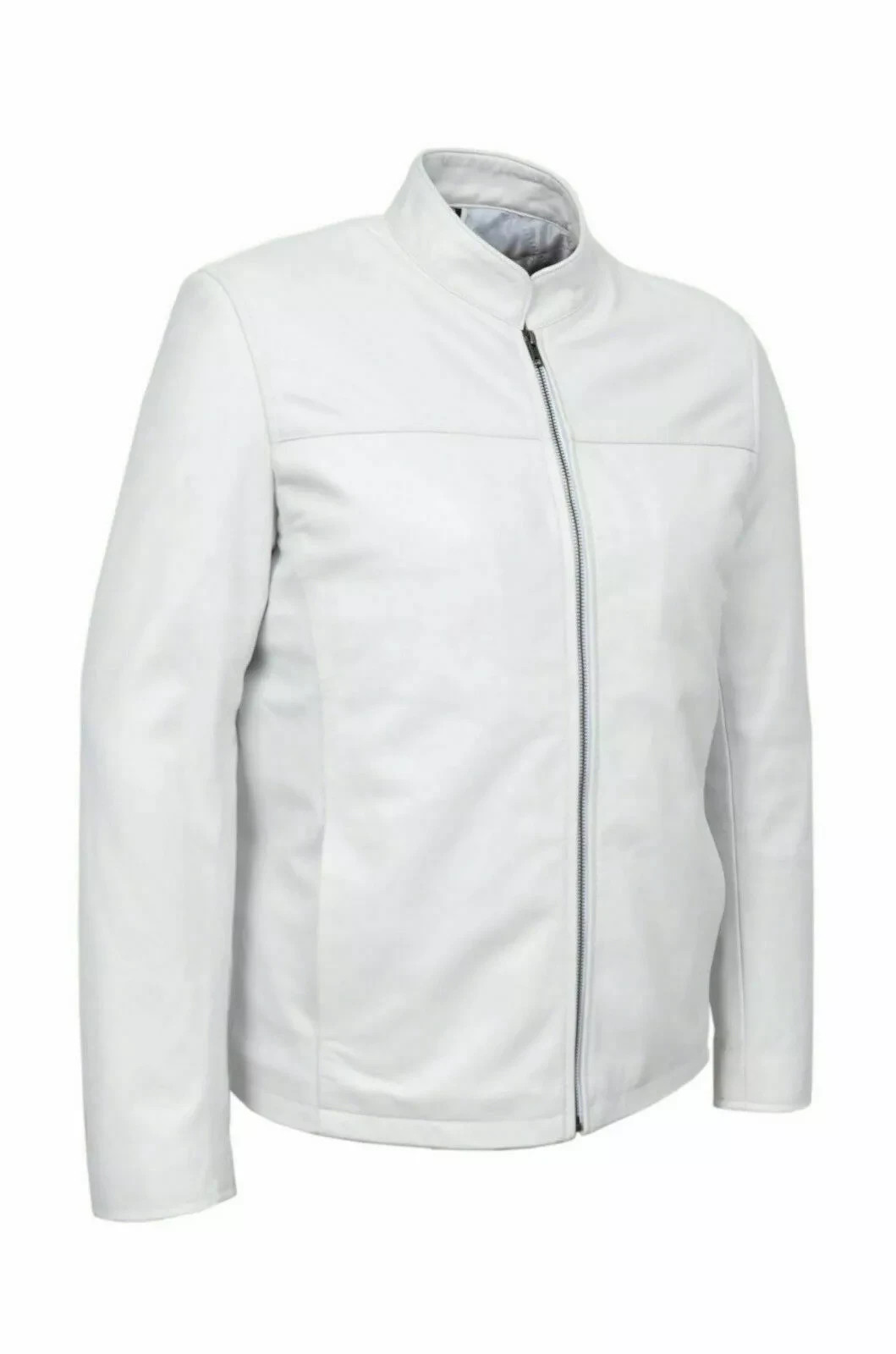 Classic New Men’s White Black Zipper Jacket Soft Lambskin Moto Biker Jacket