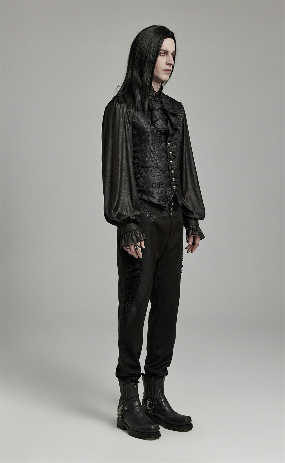 PUNK RAVE Men Black Steampunk Gothic Vampire Visual Jacquard Vests Waistcoat
