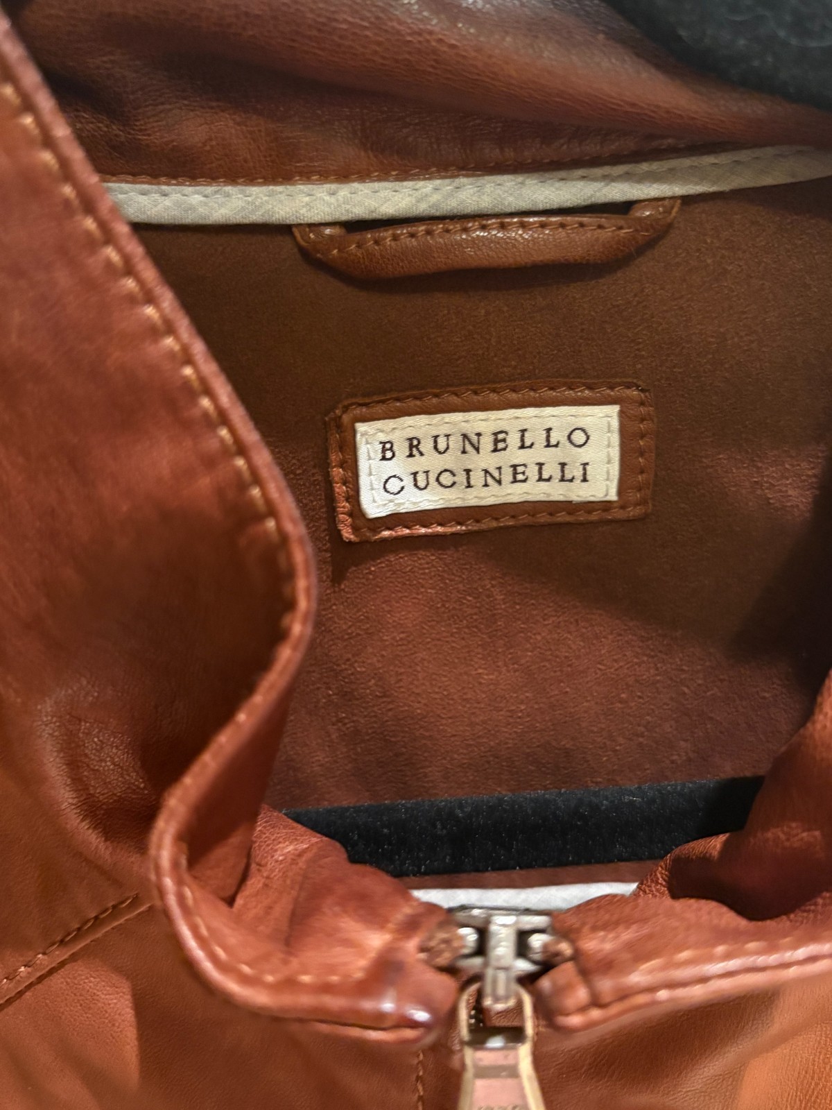 Brunello Cucinelli AUTHENTIC Collector’s Brown Leather Jacket