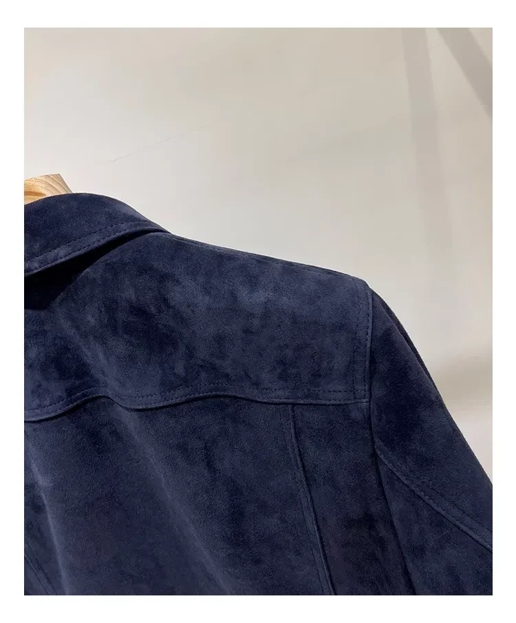 NEW Blue Cafe Racer Leather Jacket for Men Pure Suede Custom Made Size XS TO 3XL