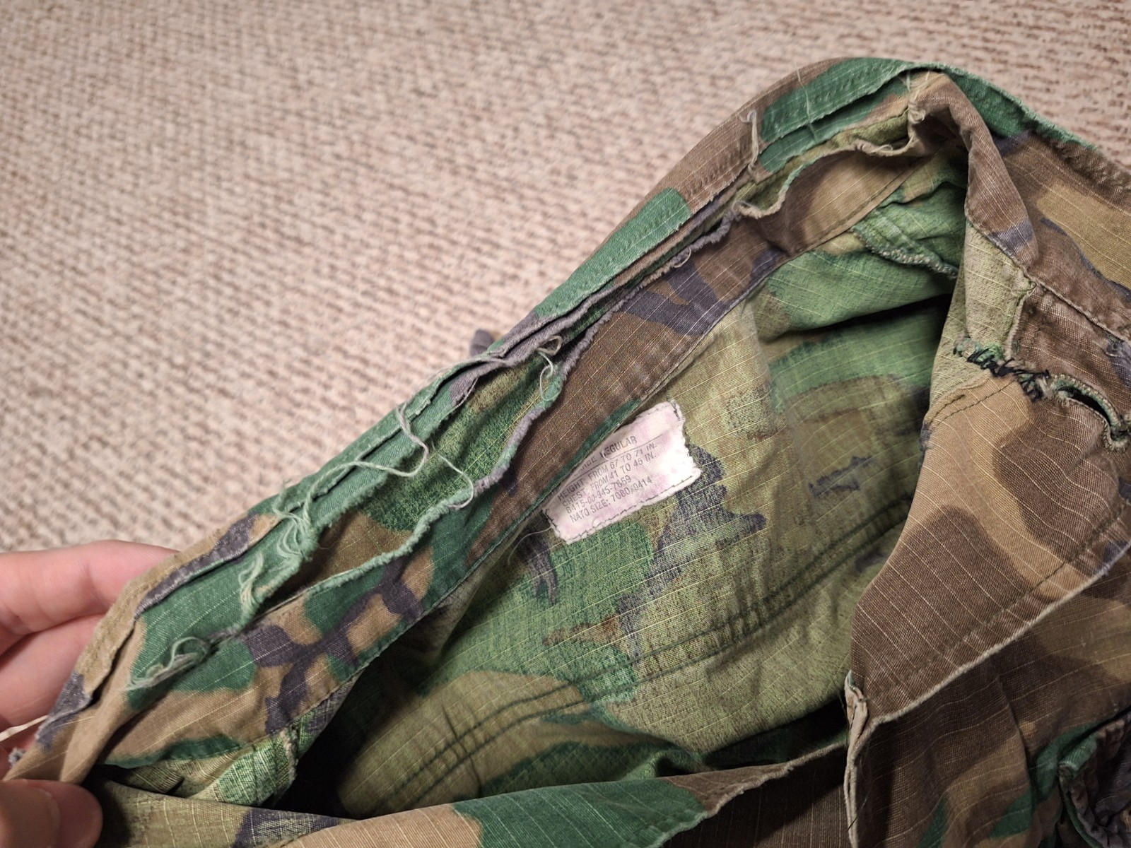 US.ARMY Military Jacket, Size L Cotton, KHK Camouflage, 8415-00-945-7654