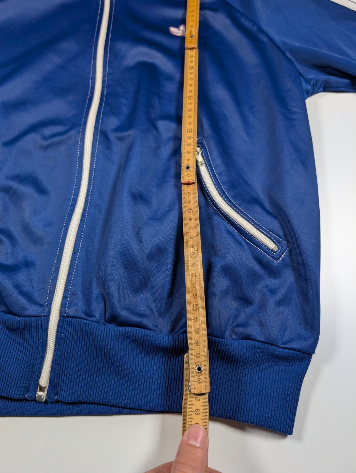 ’80 Adidas Curved Zip Vintage Track Top Jacket made in West Germany Cupro – L