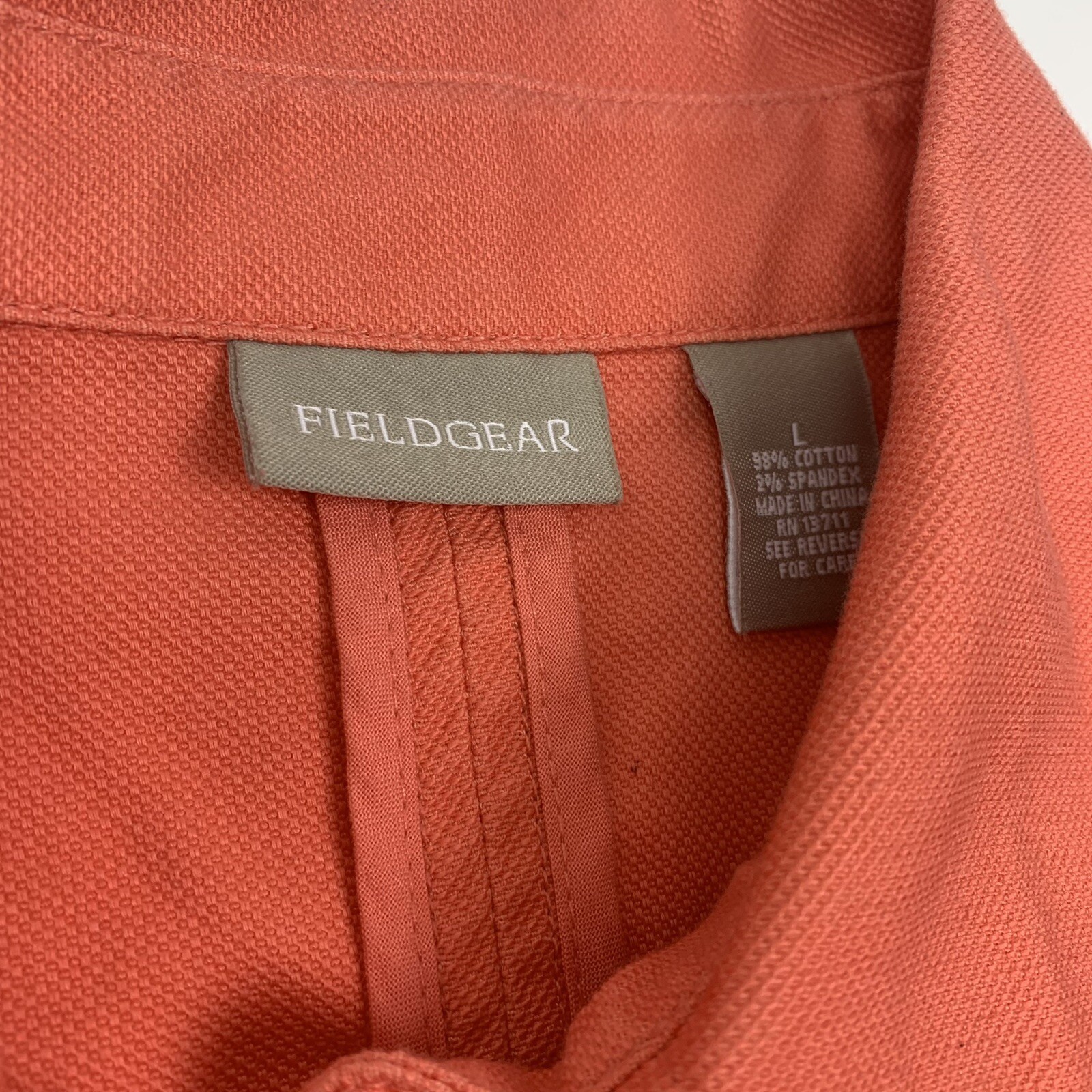 FG FIELD GEAR large tangerine COTTON spandex canvas JACKET COAT OUTERWEAR sharp!