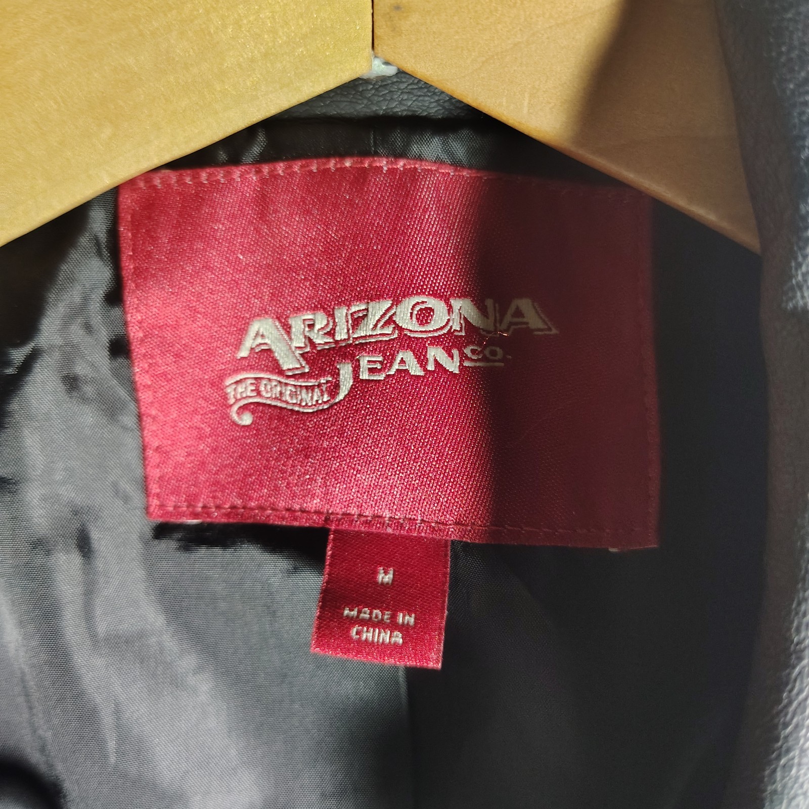 Arizona Jean Company Black Faux Leather Jacket Men Full Zip Spread Collar Medium