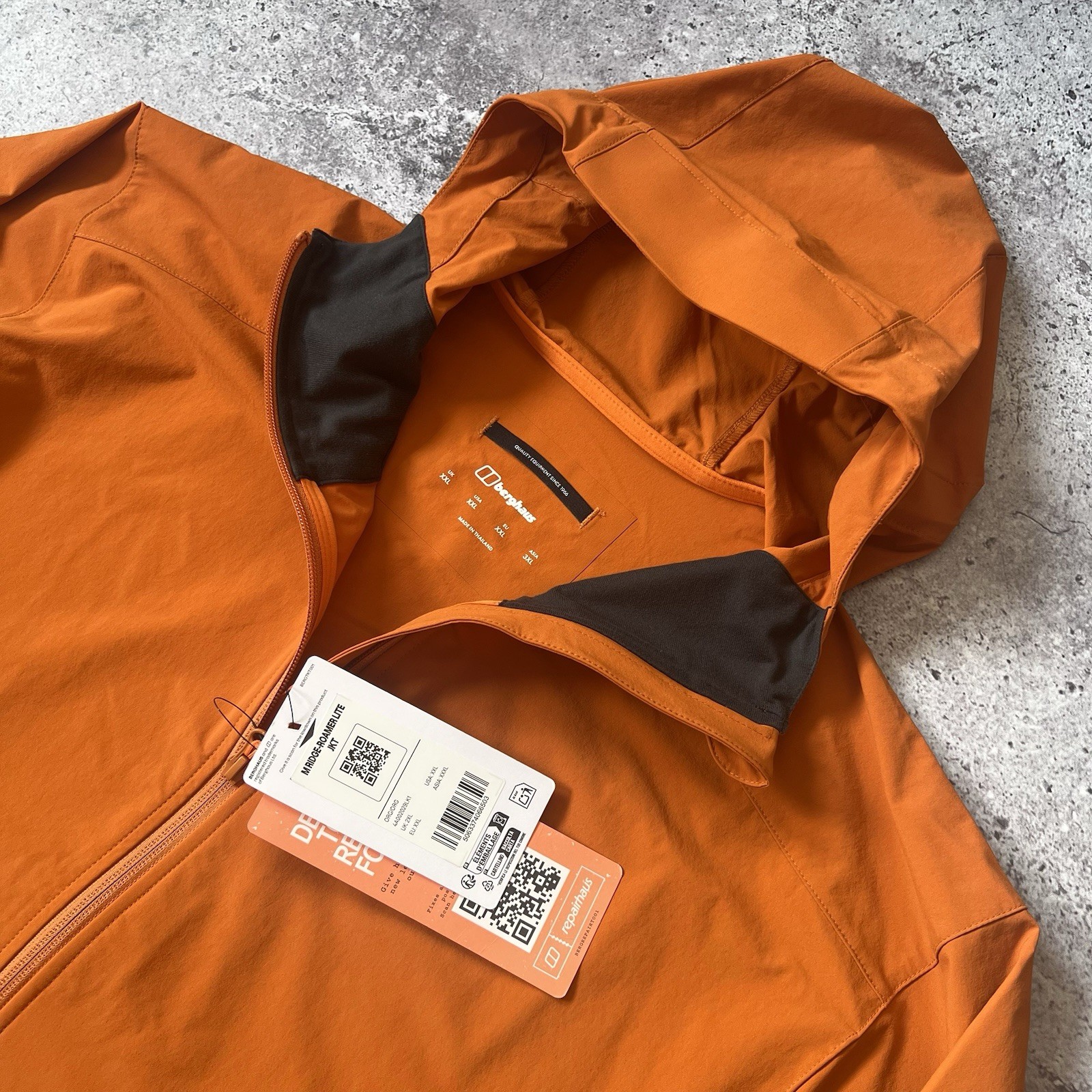 Berghaus Ridge-Roamer Lite Jacket Mens XXL Orange NWT Packable Softshell Hooded