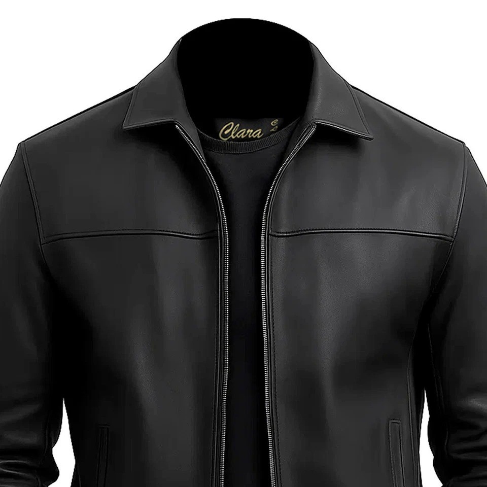 Mens Motorcycle Café Racer Jacket Genuine Leather Brown Vintage Biker Style