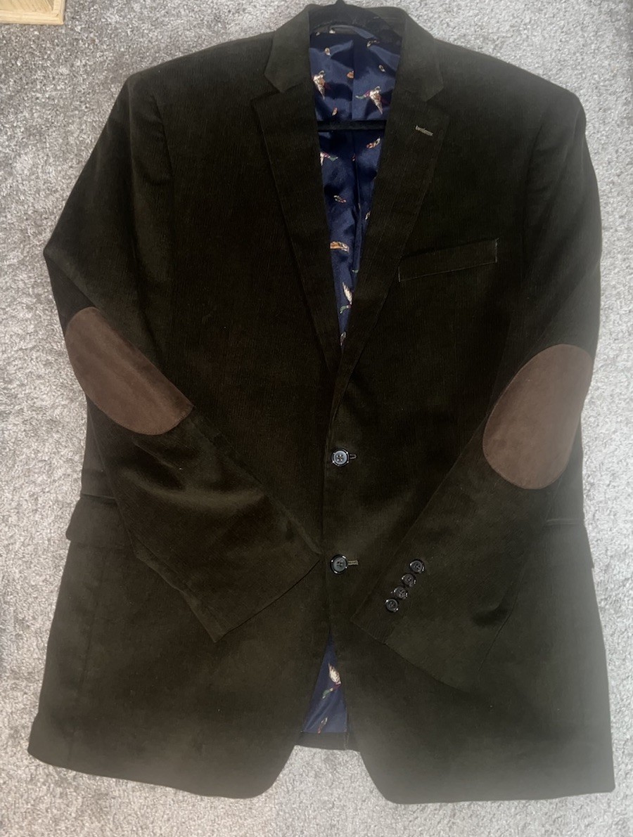 Lauren Ralph Lauren Corduroy Hunter GRN Blazer W Elbow Patches Duck Lining 42L