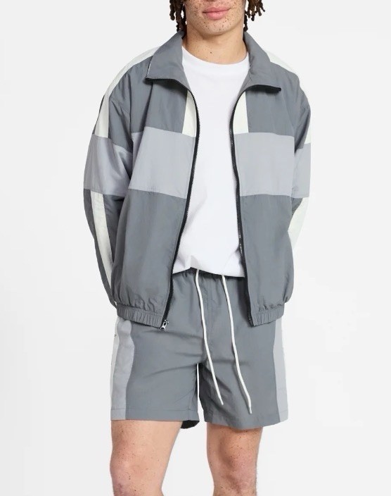No Boundaries Men’s Long Sleeve Windbreaker Nylon Jacket M-2XL Zinc, Grey Shadow