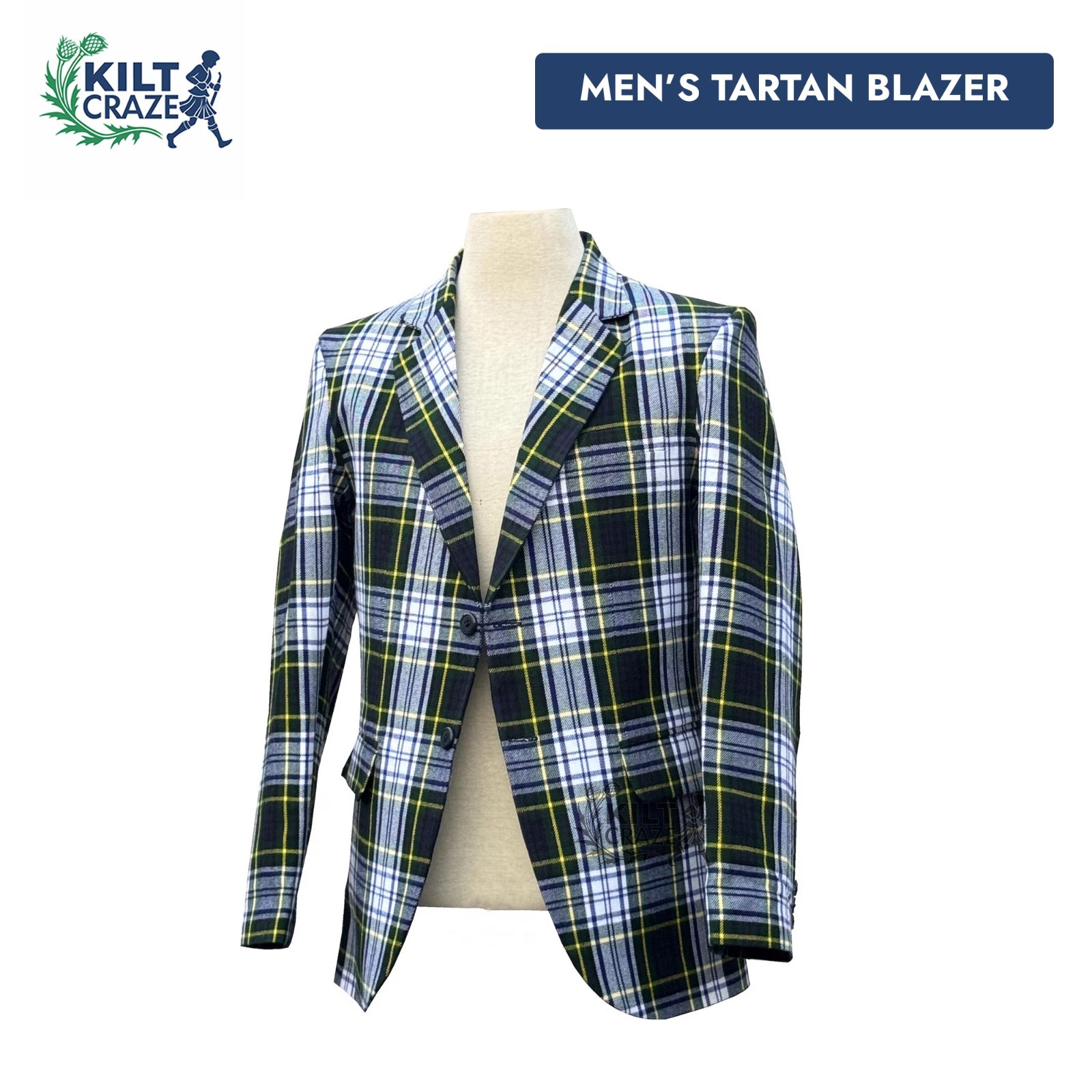 Scottish Plaid Jacket Men’s Tartan Blazer Acrylic Wool Causal Tartan Coat