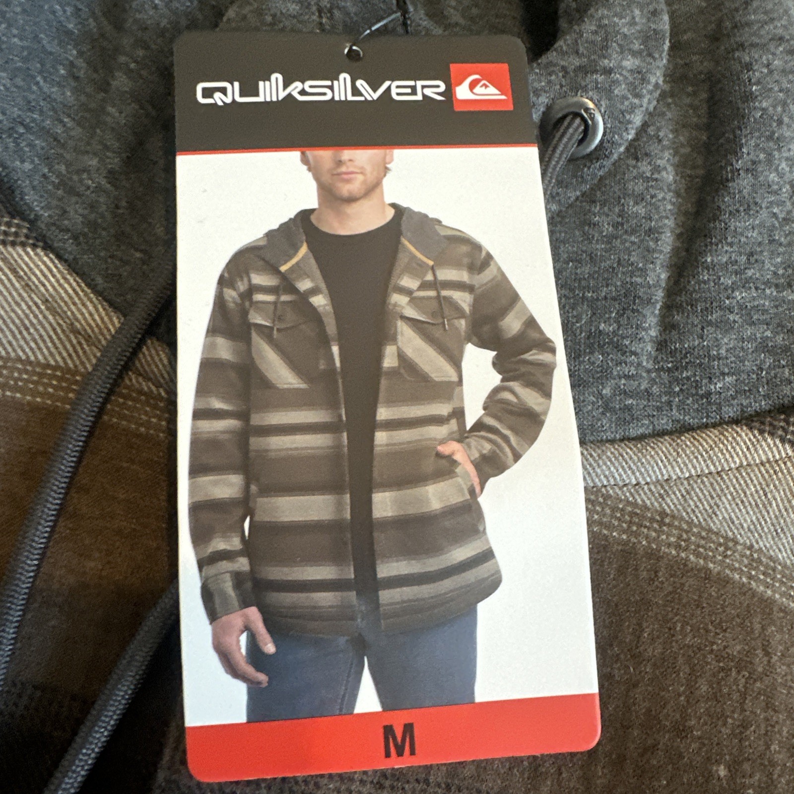 Quiksilver Men’s Hooded Shirt Jacket, Tan, Size M