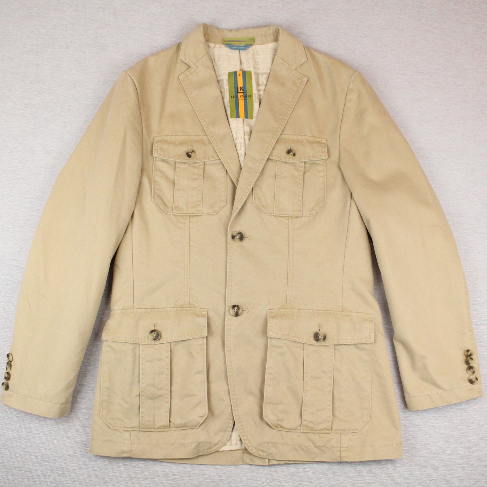 Haggar Life Khaki Two-Button Oxford Jacket Mens Size Small Khaki Cotton Poly