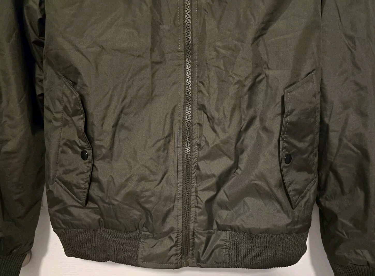 Zak Brand Bomber Jacket Los Angeles Adult 2XL Full Zip Olive Green Puffer Mens