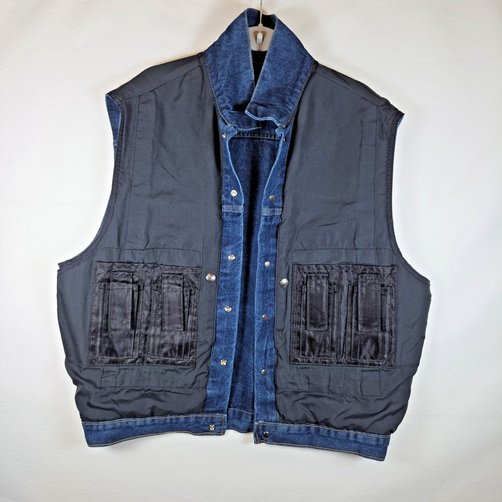 NRA vintage authentic mens LG denim snap vest concealed carry weapon holds ammo