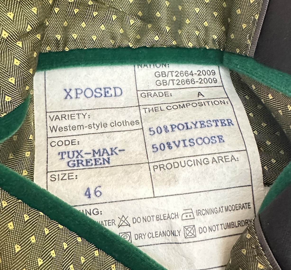 Xposed London Green Velvet Blazer Tux Jacket Mens 46 Tailored Evening Wear NEW