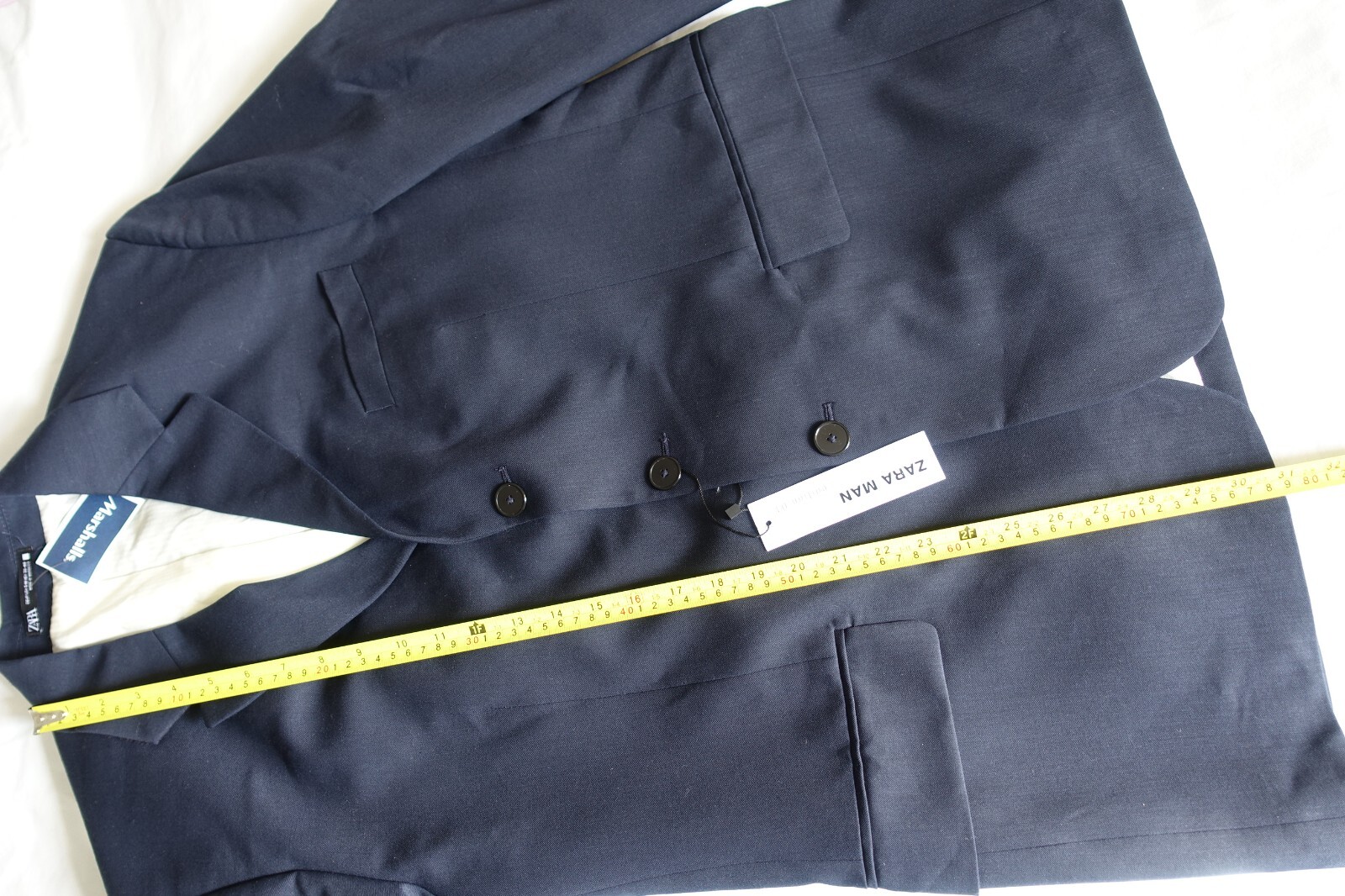 NWT ZARA MAN Black Suit Jacket 3 Button Front Size 38-40